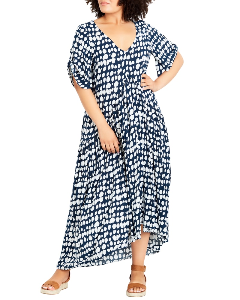 Gal Printed Dress | Navy / White